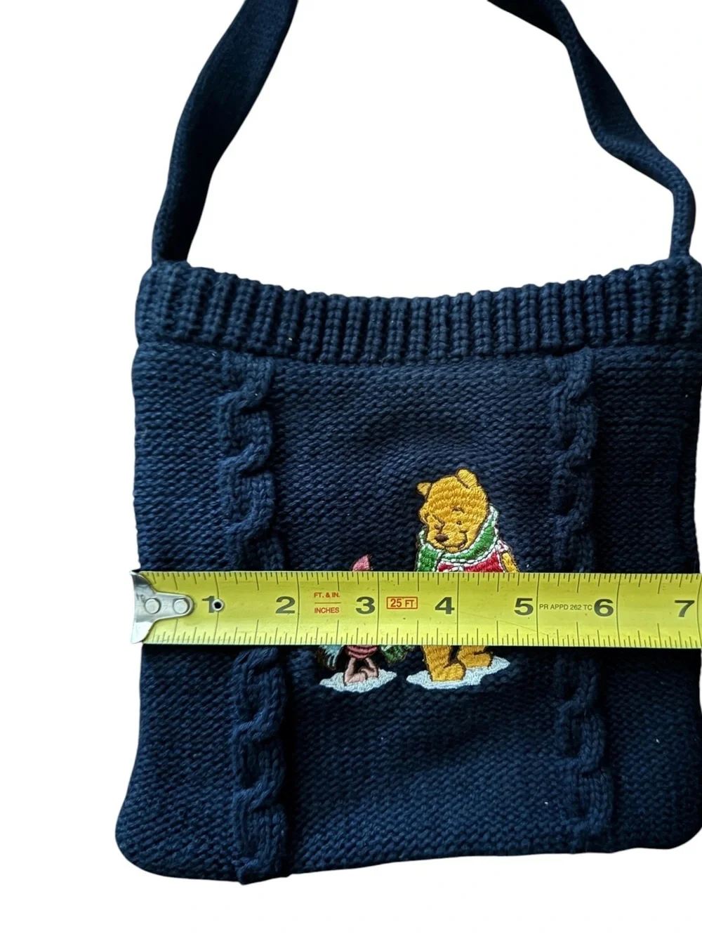 Disney Store Winnie the Pooh & Piglet Navy Blue Knit Crossbody Bag